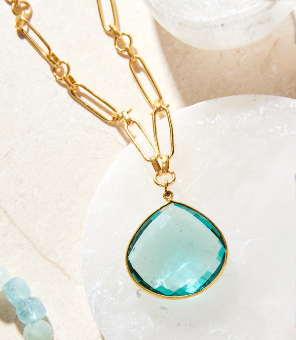Aqua Quartz Pendant Necklace Cheap