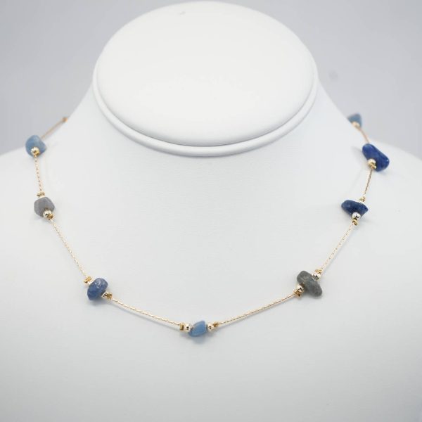 Handmade Necklace with Blue Natural Beads - 6 mm Cheap